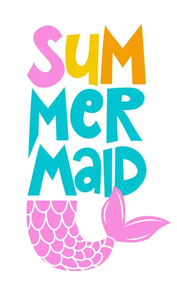 Summer Mermaid Αστείο Motivational Σλόγκαν Ουρά Γοργόνας Vector Eps Καλό — Διανυσματικό Αρχείο
