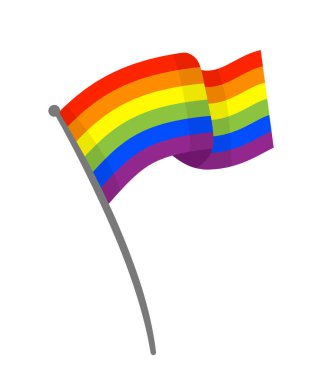 Gökkuşağı bayrağı. LGBT destek sembolü ve bayrağı. Vektör çizimi. LGBT gökkuşağı kurdelesi gurur sembolü. Homofobiyi bırak. Beyaz bir arkaplanda izole edilmiş.