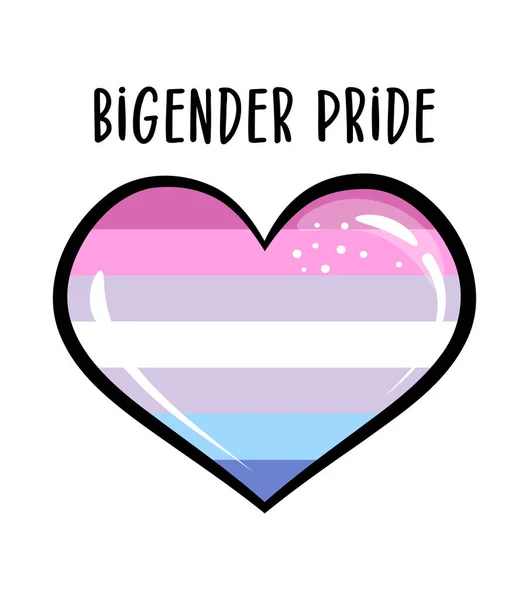 Bigender Pride Heart Symbol Rainbow Heart Sticker Pride Banner Lgbt — Vector de stock