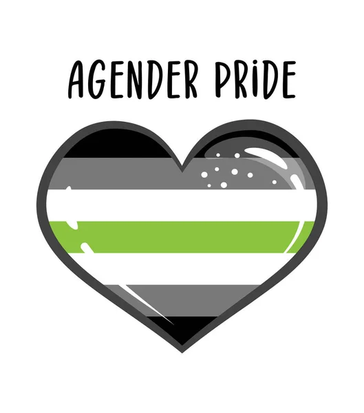 Agender Pride Heart Symbol Rainbow Heart Sticker Pride Banner Lgbt — Vector de stock