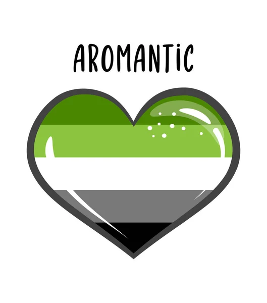 Aromantico Simbolo Del Cuore Adesivo Cuore Arcobaleno Pride Banner Colori — Vettoriale Stock