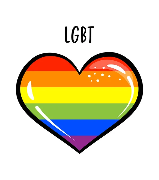 Simbolo Del Cuore Lgbt Adesivo Cuore Arcobaleno Pride Banner Colori — Vettoriale Stock
