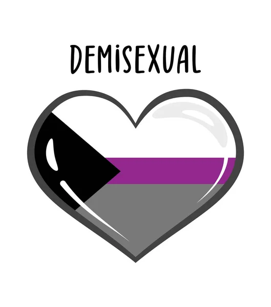 Símbolo Del Corazón Demisexual Pegatina Del Corazón Del Arco Iris — Vector de stock