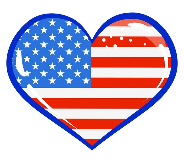 Självständighetsdagen Usa Med Hjärta Amerikansk Flagga Bra För Shirts Flaggor — Stock vektor