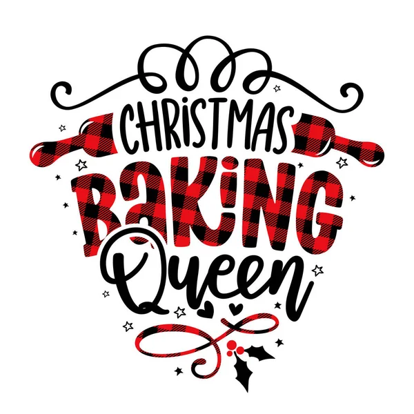 Christmas Baking Queen Piękny Zwrot Kaligrafii Dla Ręczników Kuchennych Ręcznie — Wektor stockowy