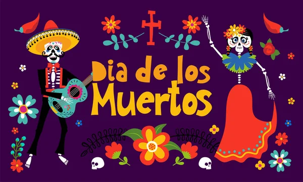 Los Muertos Day Dead Mexico Halloween Quoted White Background Beautiful — 스톡 벡터