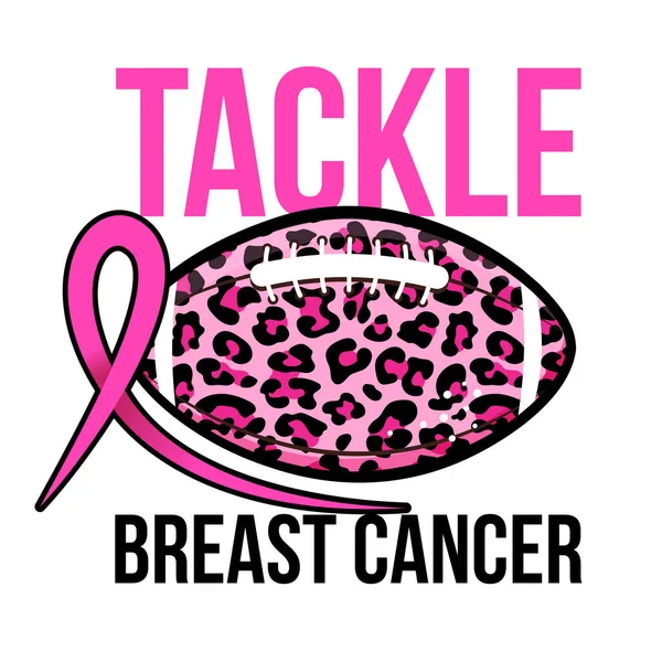 Tackle Beast Cancer Rugby Ball Ręcznie Rysowane Piersi Rak Świadomość — Wektor stockowy
