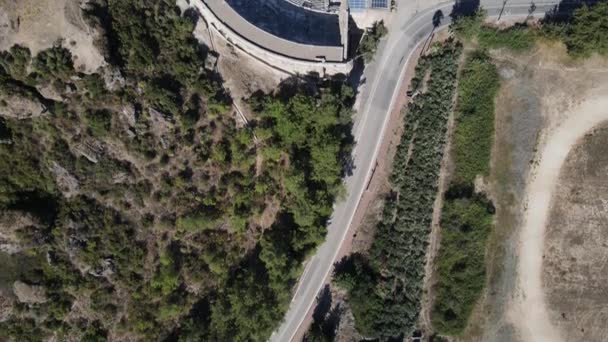 Büyük antik tiyatronun havadan görünüşü, Aspendos, Antalya — Stok video