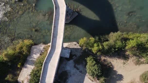 Stone bridge aerial view — Stock Video