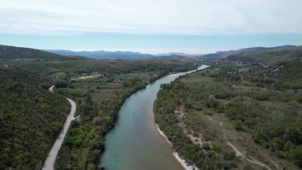 Den allmänna utsikten Neretva floden — Stockvideo