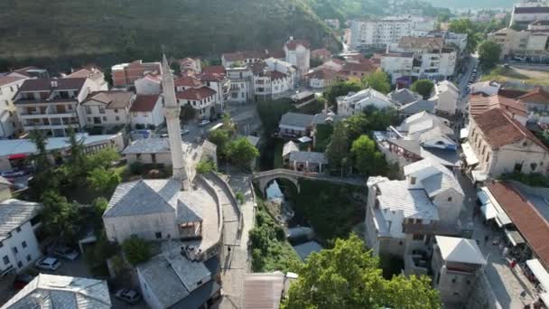 Mostar City Settlement Aerial — Stockvideo