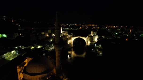 Воздушное освещение Старый мост — стоковое видео
