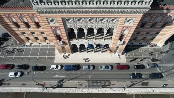 Aerial Sarajevo City Hall — Stock Video