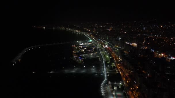 Marina luchtfoto uitzicht Middernacht — Stockvideo
