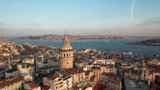 Galata Tower Across Istanbul Scenery — 图库视频影像