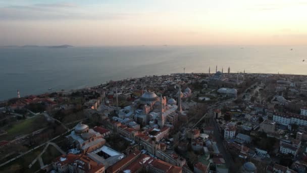 Aerial Hagia Sophia Touristic Region — Stock Video