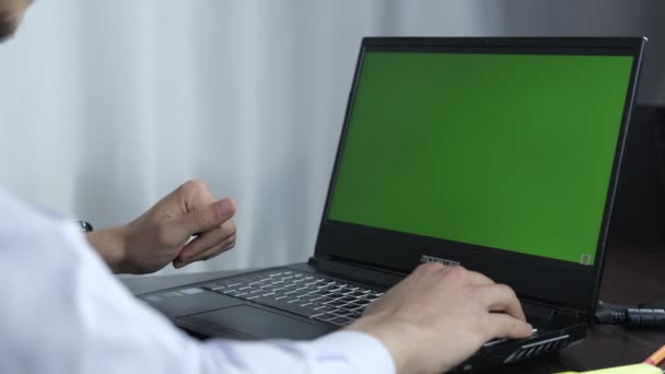 Práce na zelené obrazovce PC — Stock video