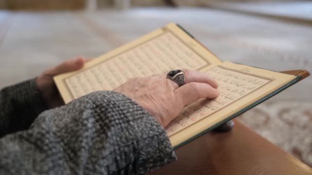 Reading Quran On Holder — Stock Video