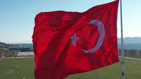 Флаг Турции с видом на беспилотник — стоковое фото