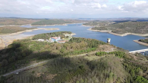 Naturel lago drone aéreo — Fotografia de Stock