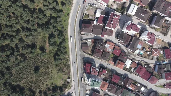 Cidade urbana vista, cidade paisagem aérea drone atirar — Fotografia de Stock