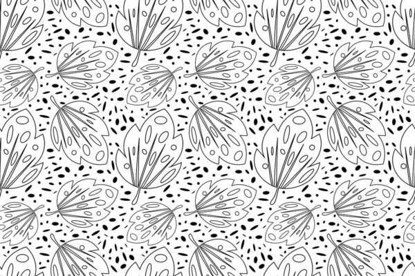 Tropical Leaves Fashion Design Seamless Pattern Hand Draw Style Vector — Stock Vector