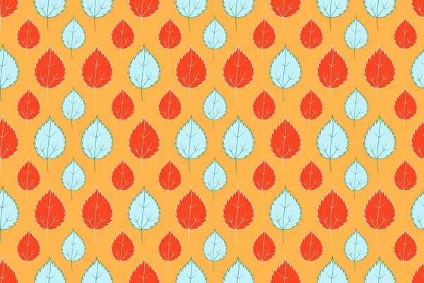 Herbstliche Blätter Auf Orangefarbenem Hintergrund Abstrakter Blatthintergrund Für Stoff Textil — Stockvektor