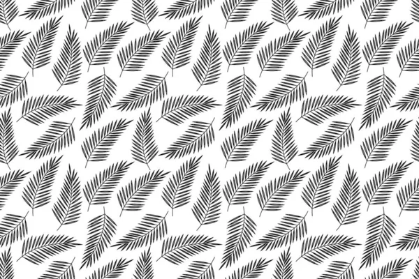 손바닥 패턴이다 이국적 식물상의 선그리기 실루엣 백으로 모노크롬 일러스트 — 스톡 벡터