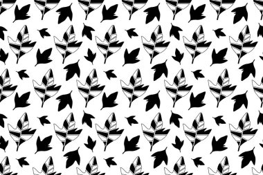 Retro çiçekler, bitmeyen tekrar desenleri. Sonbahar botanik bitkilerinin yapraklı arkaplanı. Davetiye için arka plan, tekstil ya da duvar kağıdı, baskı. Vektör illüstrasyonu