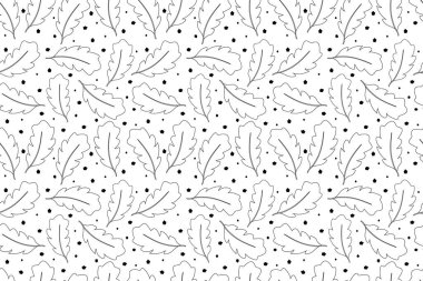 Hassas yaban yaprağı desenli tarlalar. Kusursuz botanik motifleri. Kusursuz vektör dokusu. Moda baskıları için. Beyaz arkaplanda el yapımı baskı. Vektör illüstrasyonu. 