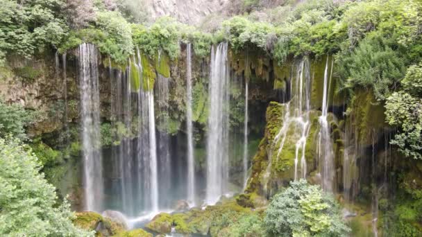 Panoramic View Waterfalls Panoramic View Yerkopru Waterfall Waterfall Formed Water — Stock video