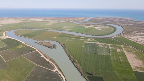 Aerial Drone View Goksu River Delta View Formed Alluvial Soil — Stockvideo