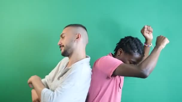Two Men Dancing Together Madly Have Fun Men Having Fun — Video