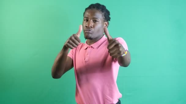 Man Making Sign Black Teenager Making Sign Both Hands Show — Video Stock