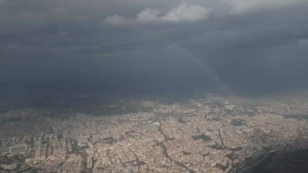 Rainbow Drone View City Manisa Building View City Spil Mountain — Vídeo de Stock