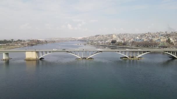 Drone View Bridge Firat River Firat River Separating Itself Urfa — Stockvideo