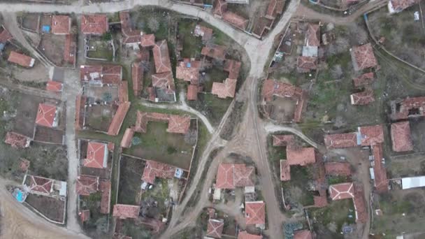 Aerial Drone View Small Village Small Population Tile Roofed Houses — Stockvideo