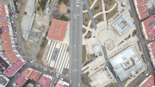 Aerial View Sivas City Center Republic Square Double Minaret Madrasah — Vídeo de Stock