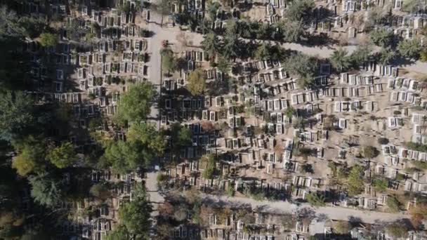 Aerial View Historical Ucler Cemetery Konya Muslim Cemetery White Graves — Stok video