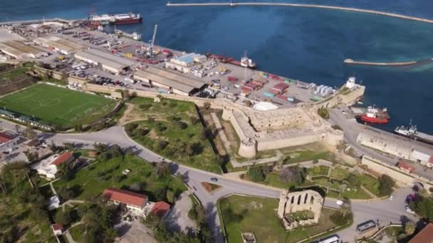 Drone View Historical Castle City Kyrenia Built Harbor Castle Ship — Stock videók