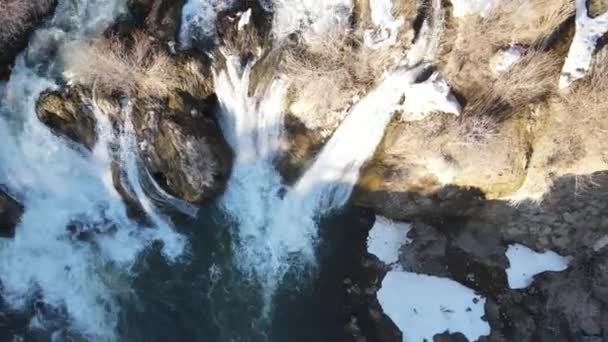 Famous Muradiye Waterfall City Van Turkey Drone View Water Flowing — Stockvideo