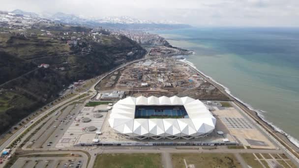 Aerial Drone View Stadium Trabzonspor Natural View Stadium Built Coast — 图库视频影像