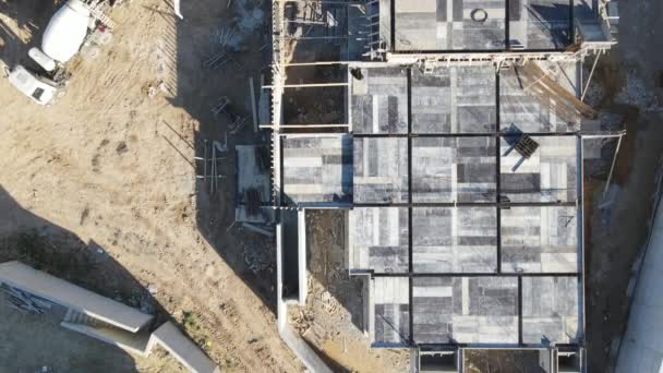 Aerial Drone View Holiday Site Construction Kyrenia Concrete Works Construction — Vídeo de stock