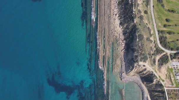 Drone View Crystal Clear Sea Waters Kyrenia Turquoise Color Open — Wideo stockowe