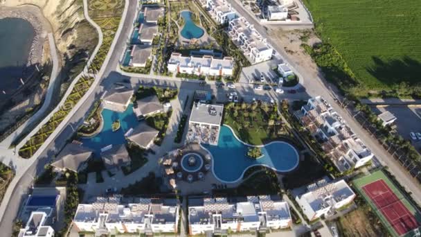 Drone View Holiday Site Cyprus Water Pools Entertainment Venues Hotels — Wideo stockowe