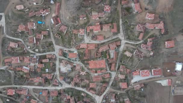 Aerial Drone View Small Village Small Population Tile Roofed Houses — Vídeo de Stock