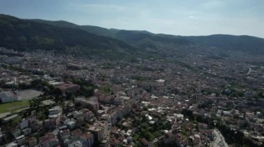 Drone view of the urban city, bursa city wide angle drone view, layout of apartments and buildings city view