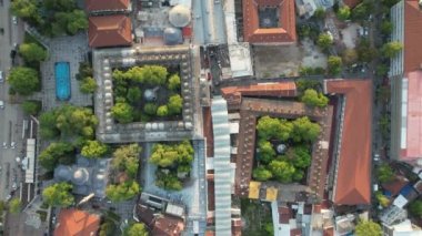 Aerial historic bursa city, settlement of the historical city of Bursa, historic district of the old town, city with historical architecture