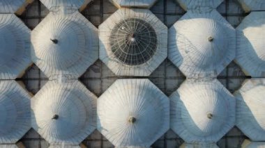 Bursa great mosque dome view, drone view from the dome of the Great Mosque of Bursa, ottoman-made dome architecture