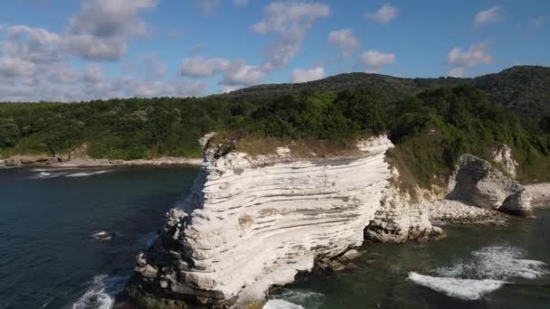 Drone View White Cliff Natural Beauties Turkey Famous Kerpe Coast — Video Stock